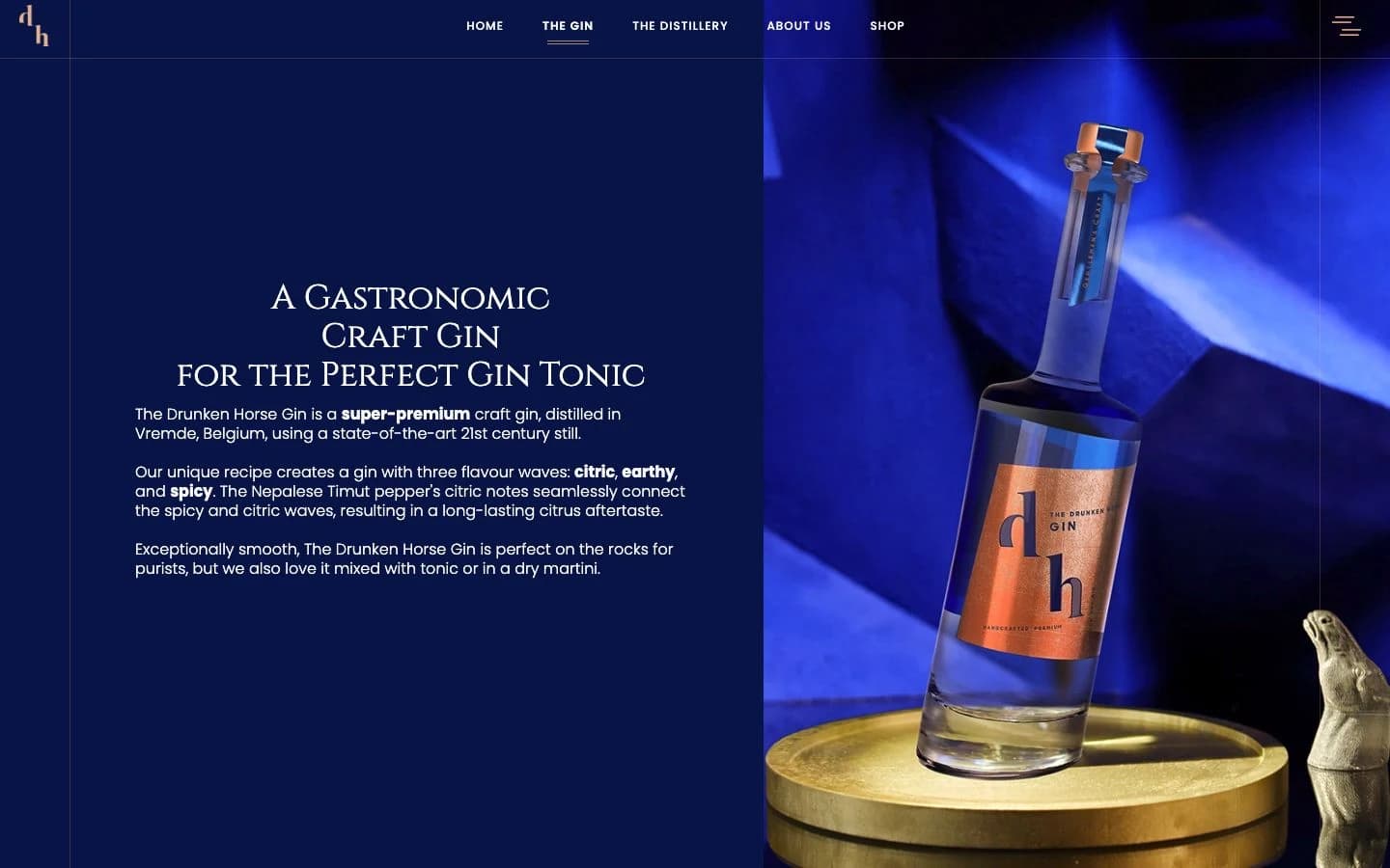 The gin and its ingredients — captured from the project's public website