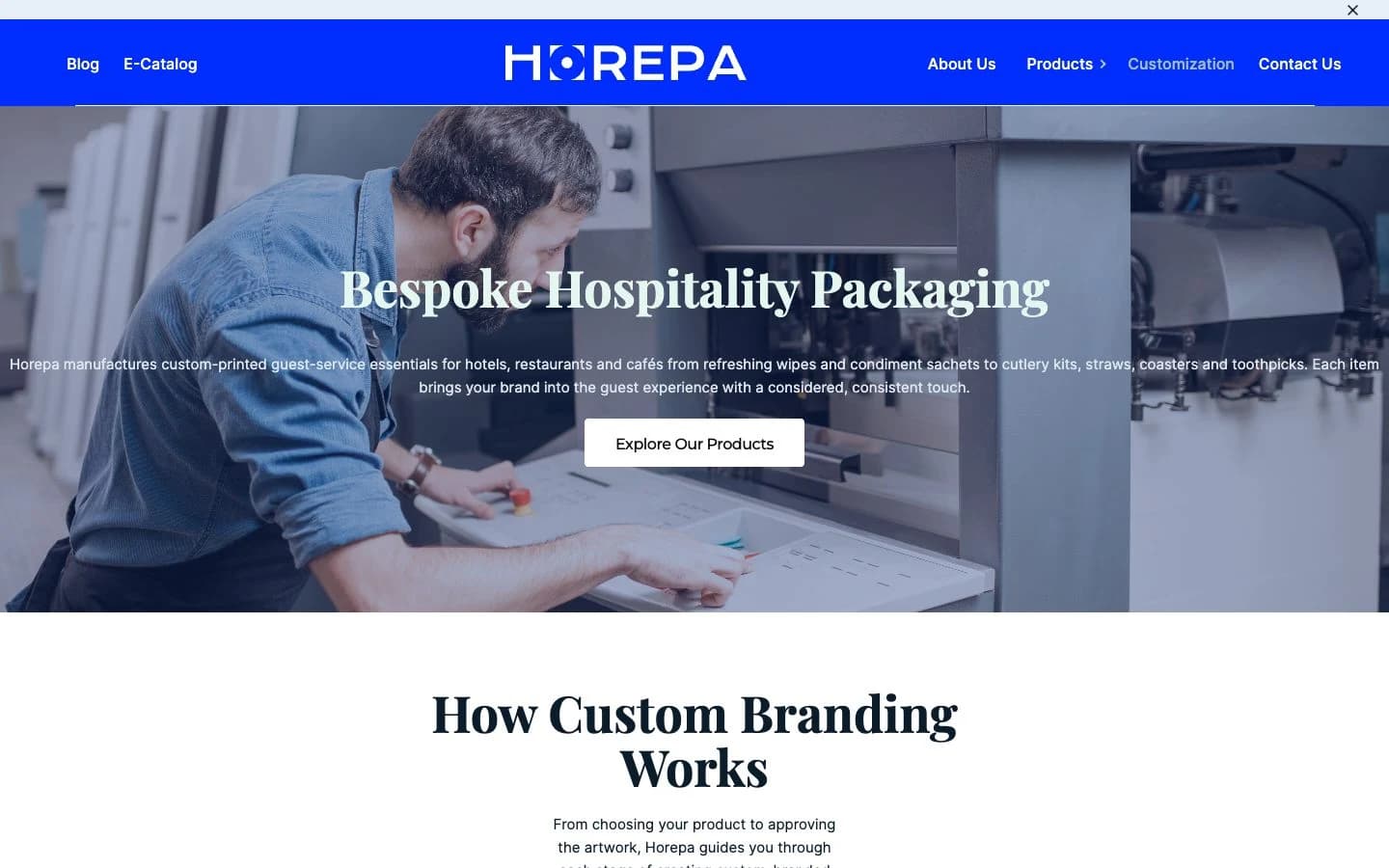 Bespoke hospitality packaging — captured from the project's public website