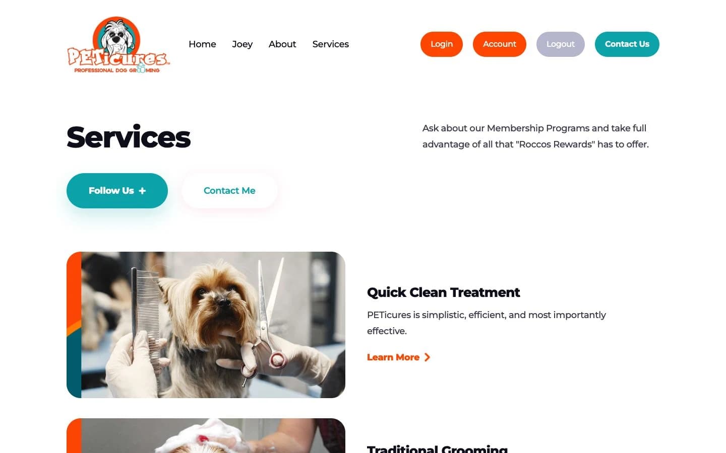 The grooming services — captured from the project's public website