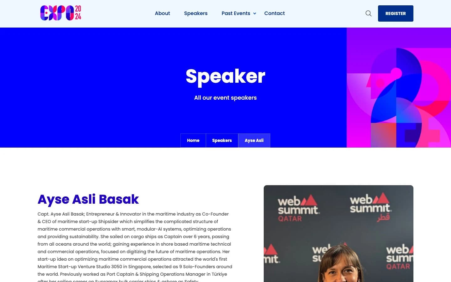 Speaker profile — captured from the project's public website
